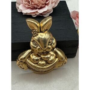 Brass Tone Bunny Rabbit Brooch/Pendant